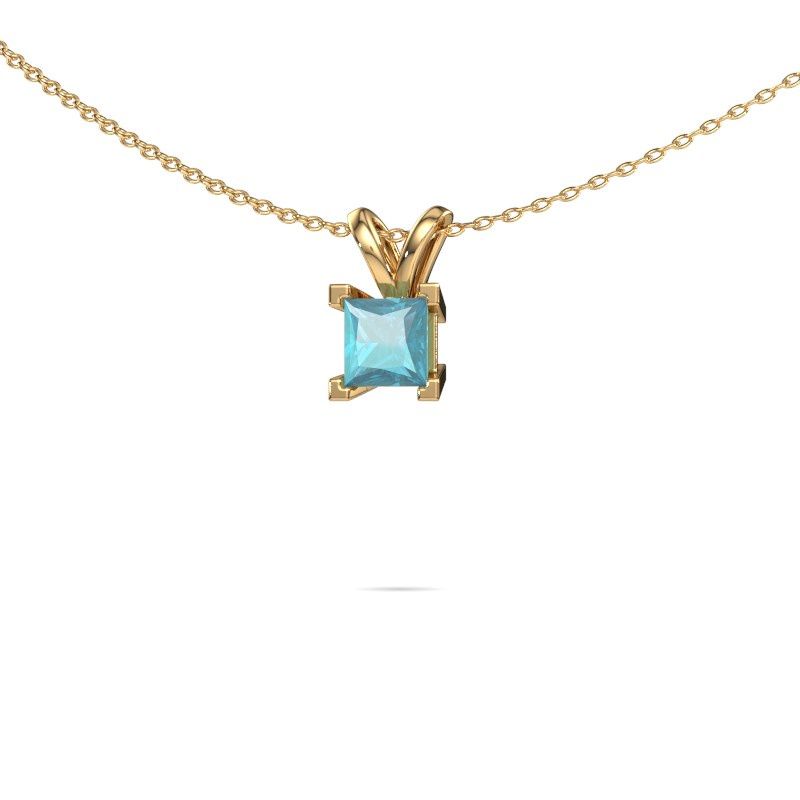 Hanger Ariane 585 goud blauw topaas 5 mm