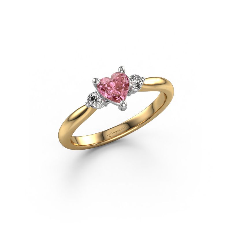 Engagement ring Lieselot HRT 585 gold pink lab grown diamond 5 mm