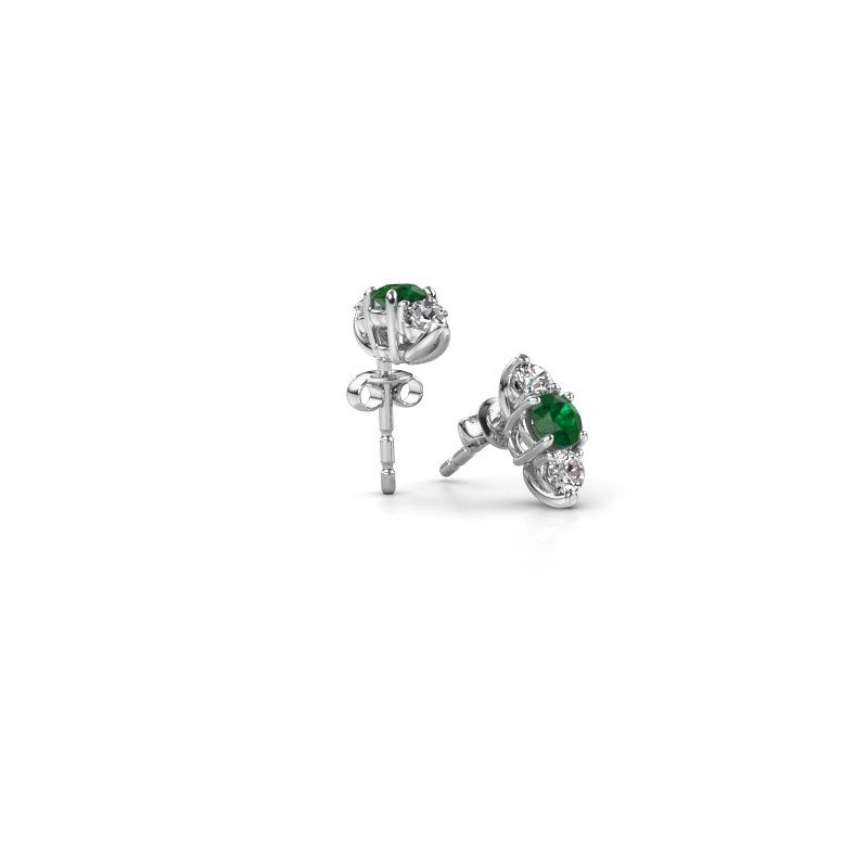 Image of Earrings amie<br/>585 white gold<br/>Emerald 4 mm
