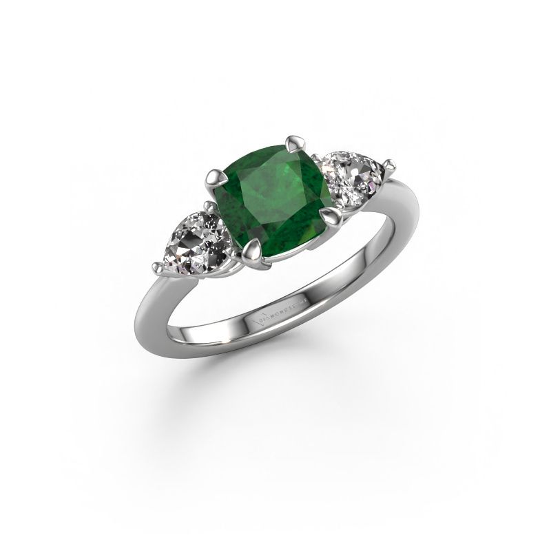 Verlovingsring Chanou CUS 585 witgoud smaragd 7 mm