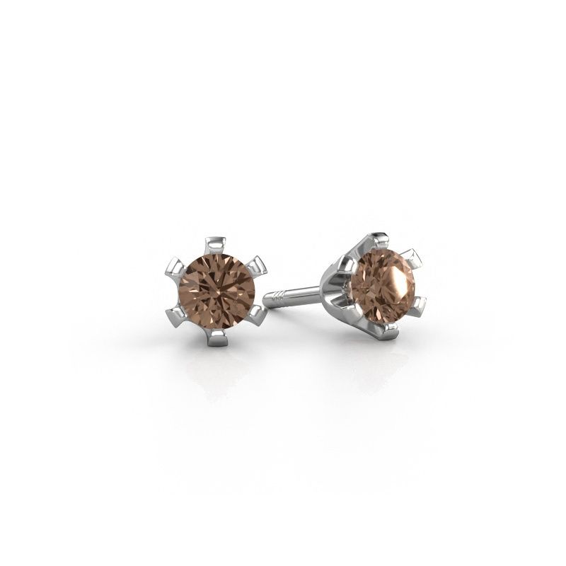 Clous d'oreilles Shana 585 or blanc diamant brun 0.25 crt