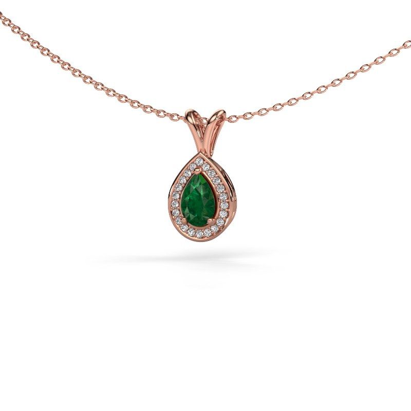 Pendentif Ginger 585 or rose emeraude 7x5 mm
