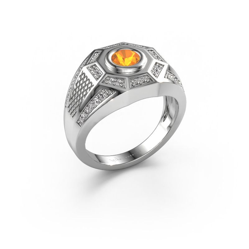 Bague pour homme Enzo 585 or blanc citrine 5 mm