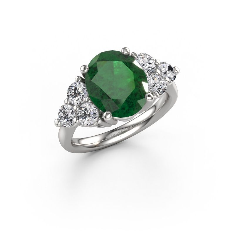 Engagement ring Serenity OVL 950 platinum emerald 11x9 mm