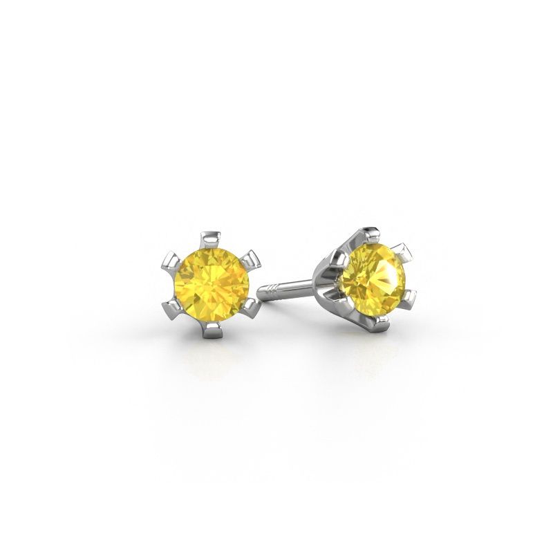 Oorstekers Shana 950 platina gele saffier 4 mm
