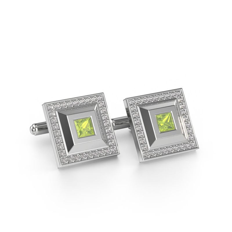 Manschettenknöpfe Joris 585 Weißgold Peridot 4 mm