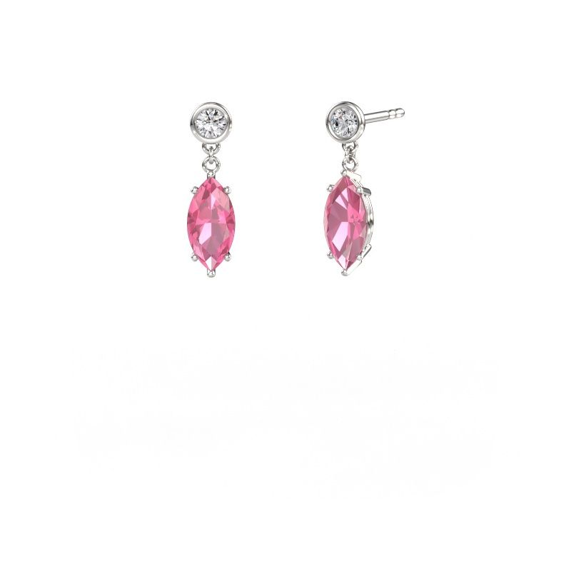 Pendants d'oreilles Lacey MRQ 950 platine saphir rose 10x5 mm