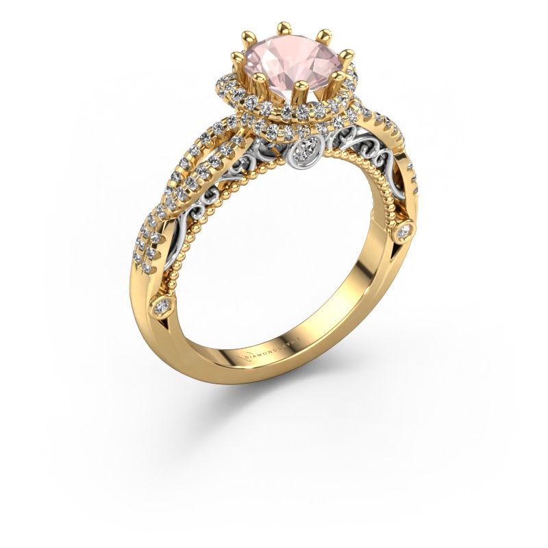 Anello di fidanzamento Lysanne 585 oro morganite champagne 6.5 mm