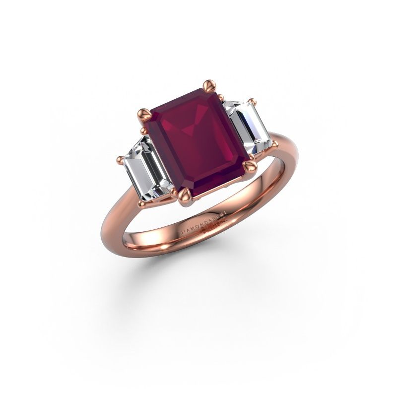 Verlovingsring Maggie EME 585 rosé goud rhodoliet 9x7 mm