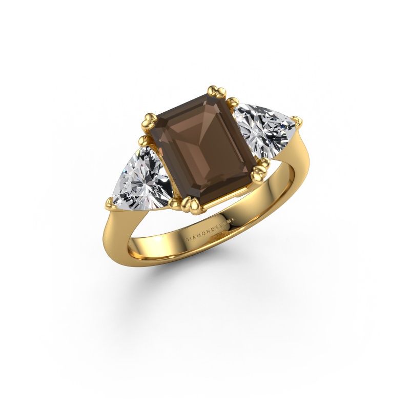 Engagement ring Paula 585 gold smokey quartz 9x7 mm