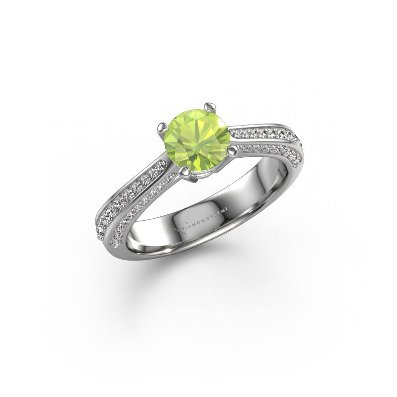 Engagement ring Ruby rnd 950 platinum peridot 5.7 mm