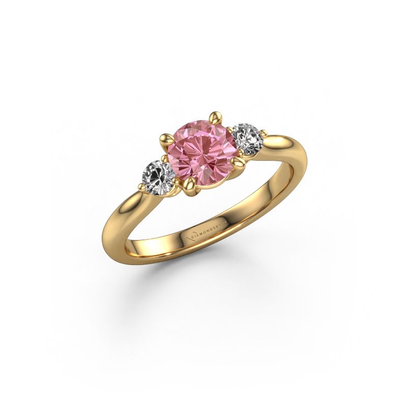 Engagement ring Lieselot RND 585 gold pink lab grown diamond 6.5 mm