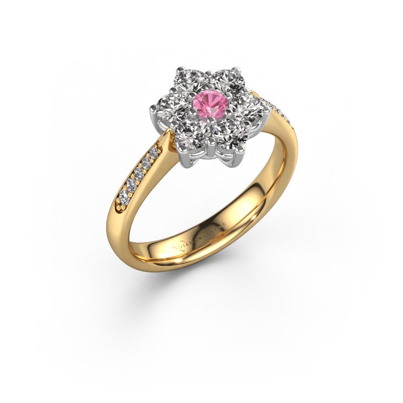 Bague de fiançailles Chantal 2 585 or jaune saphir rose 1.7 mm