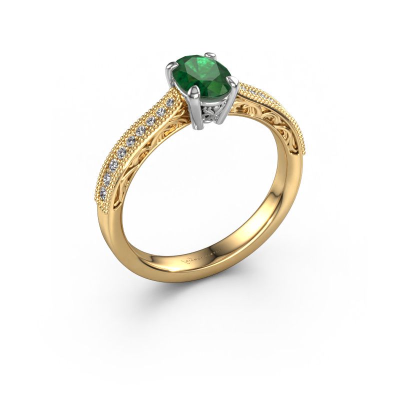 Verlobungsring Shonta OVL 585 Gold Smaragd 7x5 mm