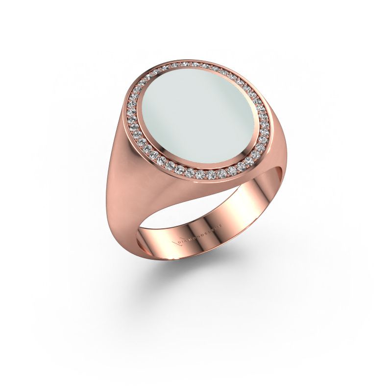 Zegelring Adam 4 585 rosé goud groene lagensteen 15x12 mm