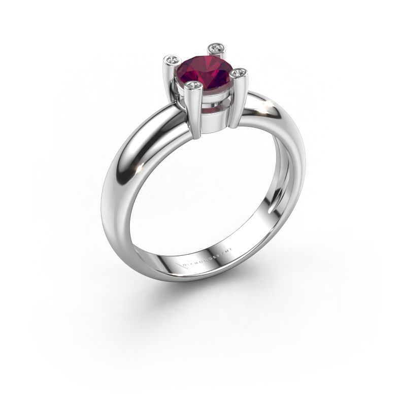 Bague Fleur 950 platine rhodolite 4.7 mm