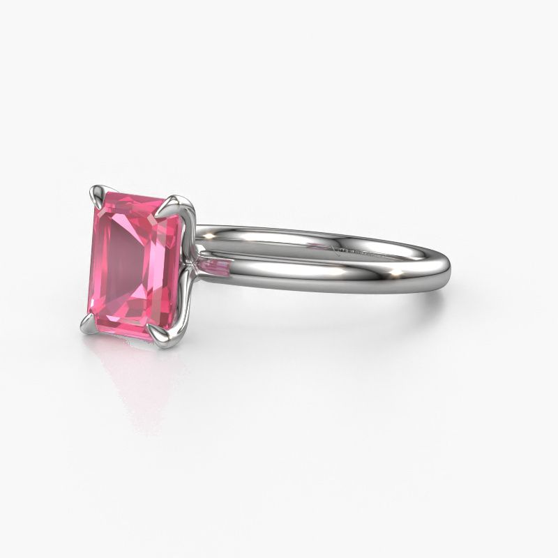 Afbeelding van Verlovingsring Crystal Eme 1<br/>950 platina<br/>Roze saffier 8x6 mm