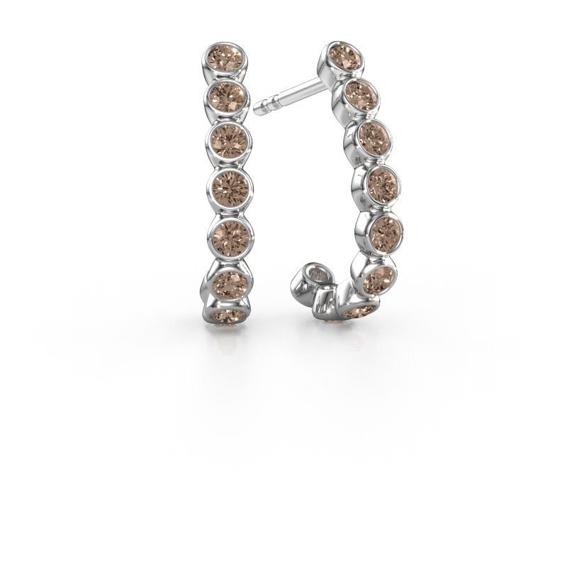 Clous d'oreilles Nova 585 or blanc diamant brun 0.810 crt