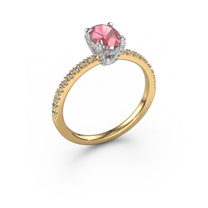 Engagement ring Saskia 1 OVL 585 gold tourmaline pink 7x5 mm