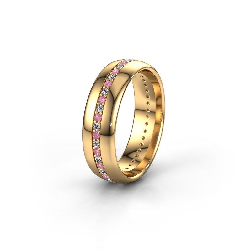 Image of Wedding ring WH0203L36AP<br/>585 gold ±6x1.7 mm<br/>Pink sapphire