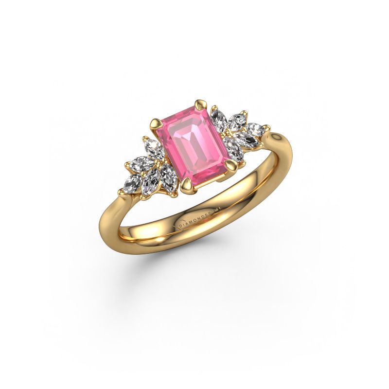 Engagement ring Fiona EME 585 gold pink sapphire 7x5 mm