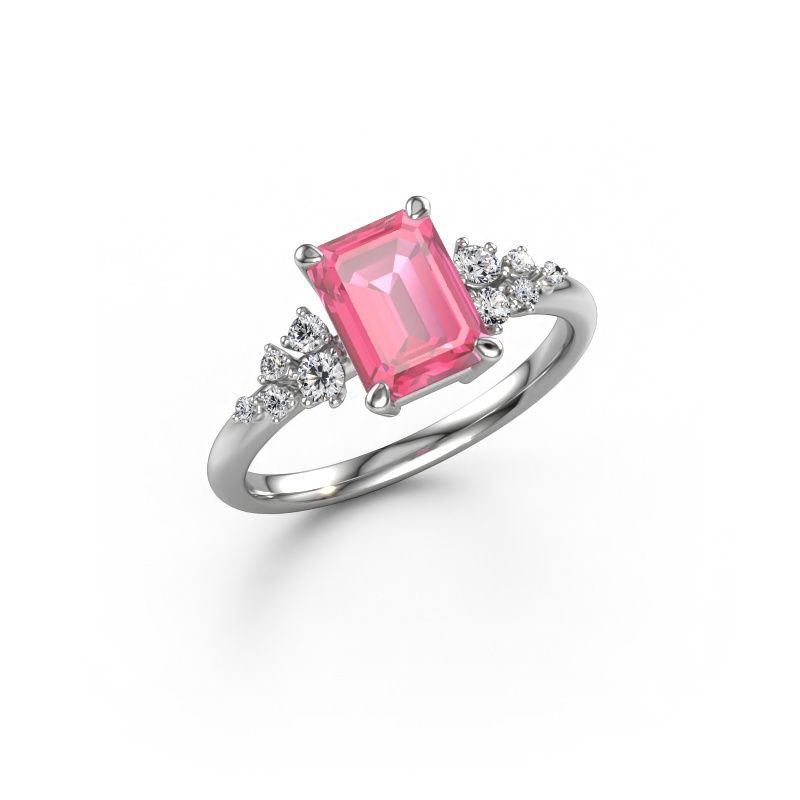Ring Royce EME 950 Platin Pink Saphir 8x6 mm