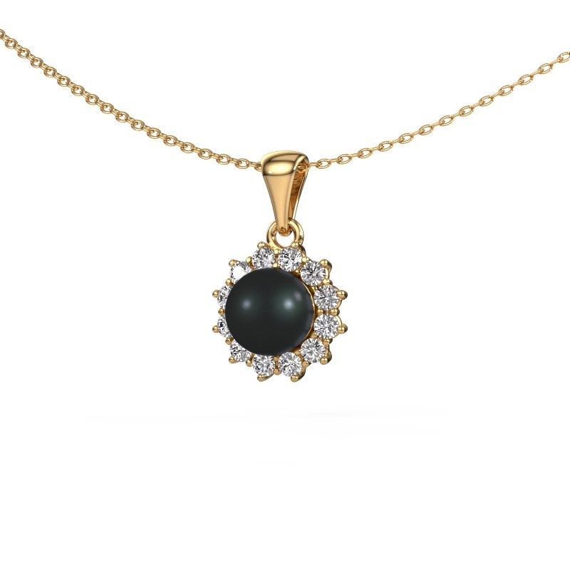 Pendentif Rian 585 or jaune perle noire 7 mm