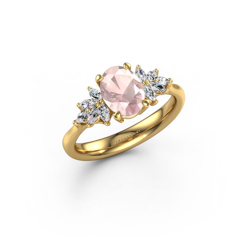 Engagement ring Fiona OVL 585 gold morganite champagne 8x6 mm