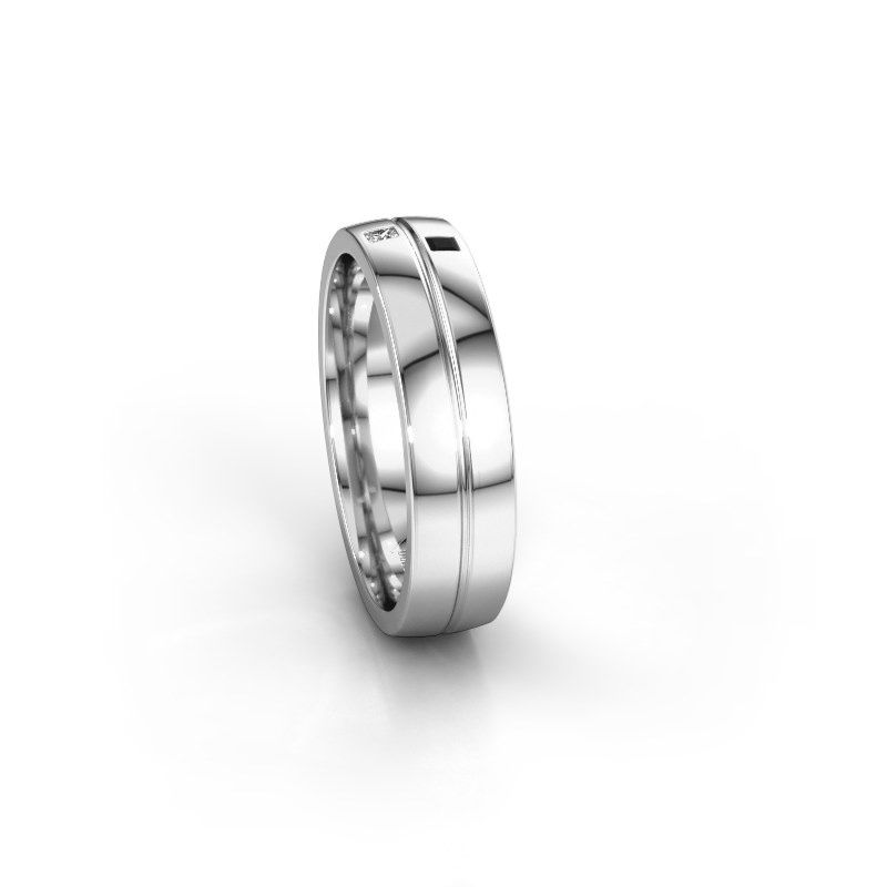 Afbeelding van Trouwring WH0231L25BP<br/>585 witgoud ±5x2 mm<br/>Zwarte diamant