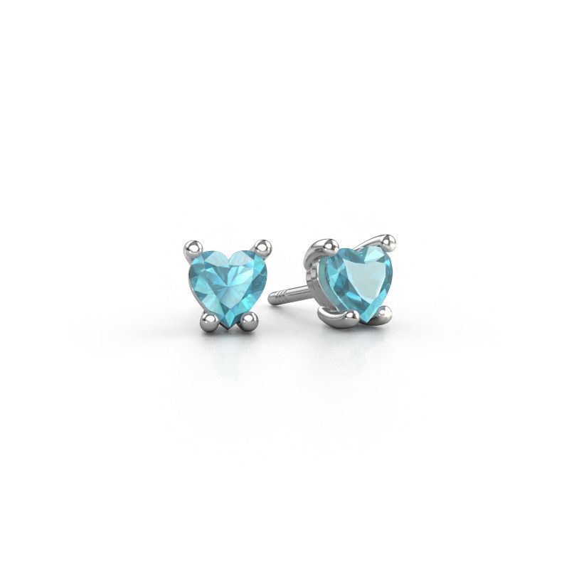 Oorbellen Sam Heart 950 platina blauw topaas 5 mm