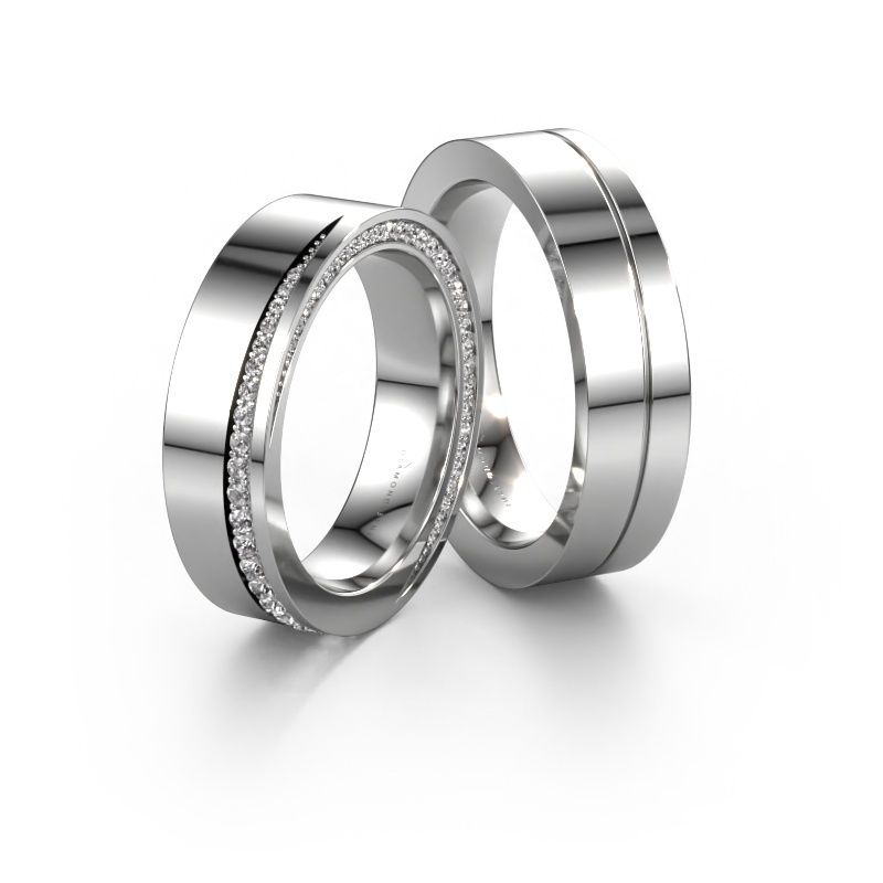 Wedding rings set WH1002LM15DP ±0.20x0.09in 14 Carat white gold diamond 0.003 crt