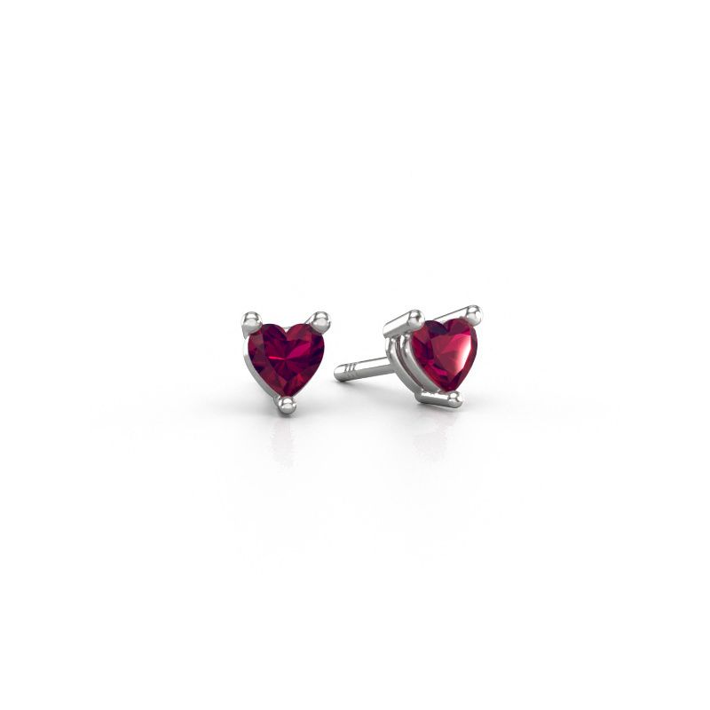 Oorstekers Garnet 585 witgoud rhodoliet 4 mm