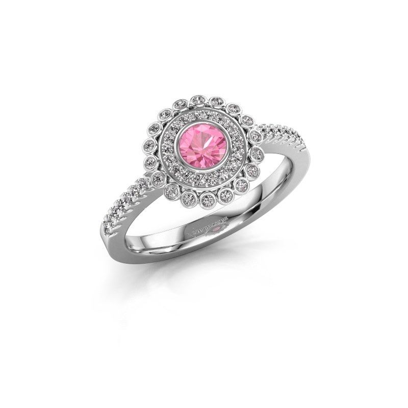 Image of Engagement ring Shanelle<br/>585 white gold<br/>Pink sapphire 4 mm