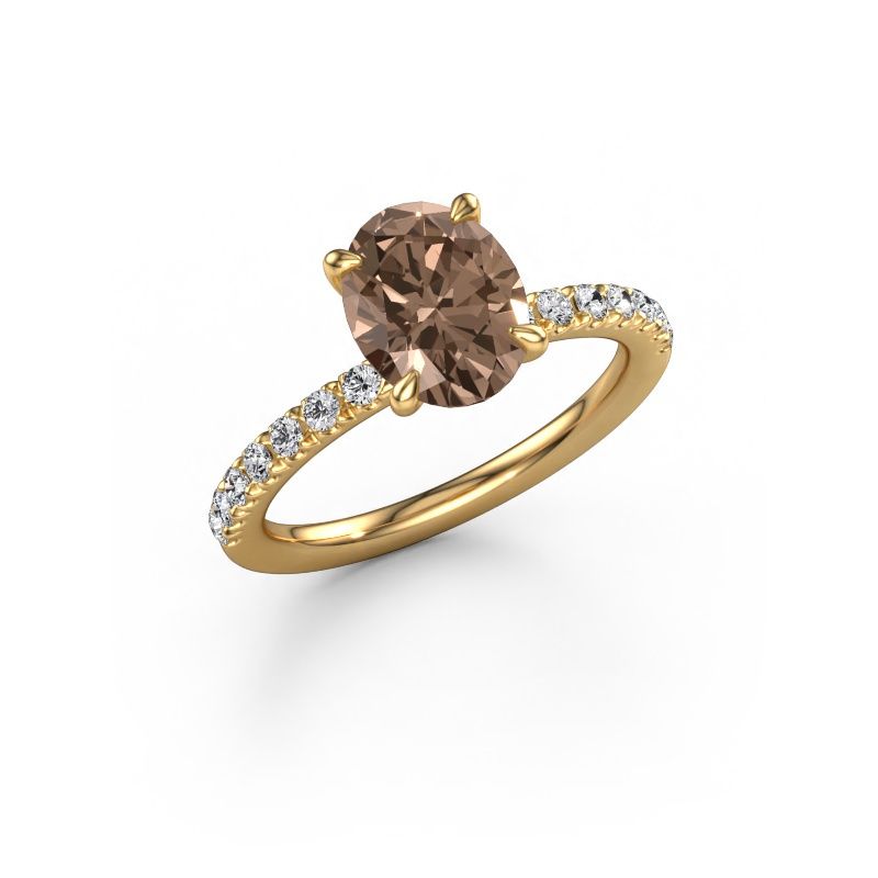 Engagement ring Crystal OVL 2 585 gold brown diamond 2.08 crt