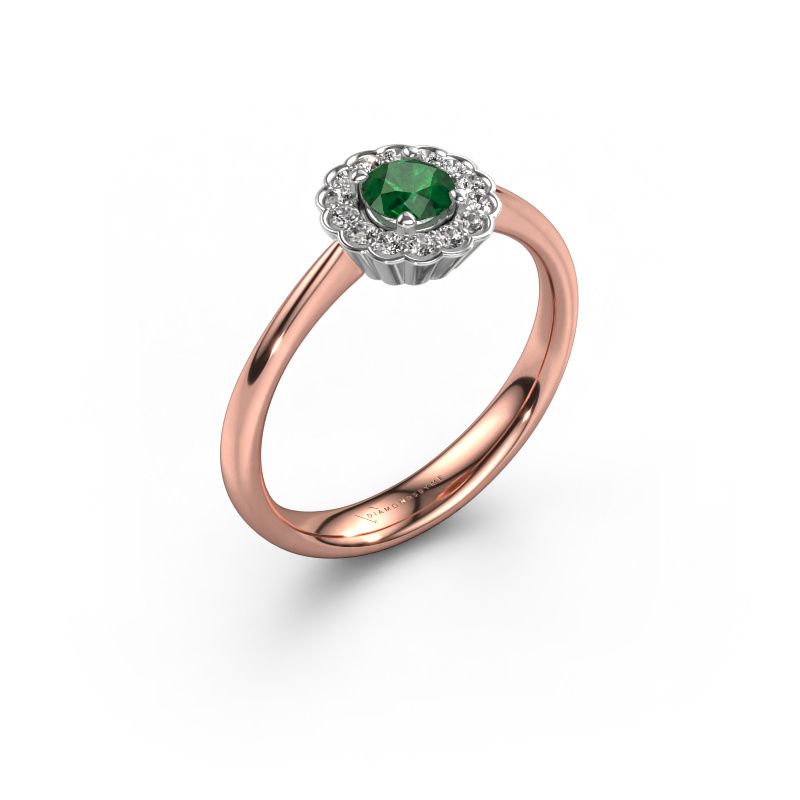 Verlovingsring Debi 585 rosé goud smaragd 4.2 mm