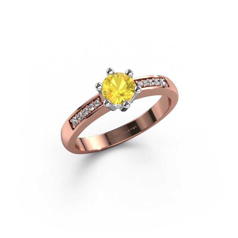 Verlobungsring Luna 2 585 Roségold Gelb Saphir 5 mm