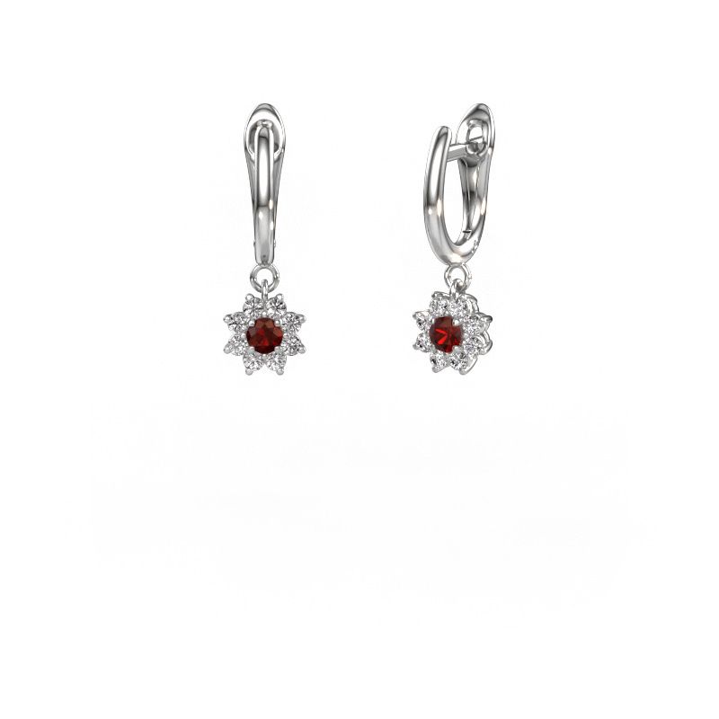 Drop earrings Camille 1 950 platinum garnet 3 mm