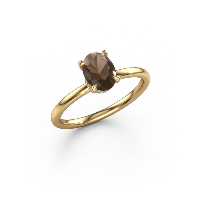 Verlobungsring Crystal OVL 3 585 Gold Rauchquarz 7,5x5,5 mm
