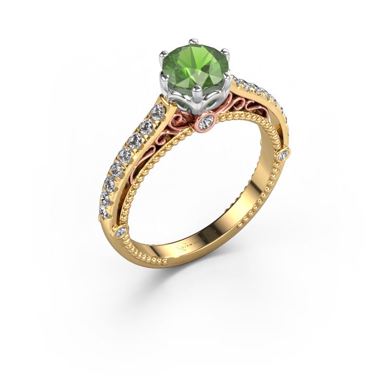 Bague de fiançailles Venita 585 or jaune vert tourmaline 6.5 mm
