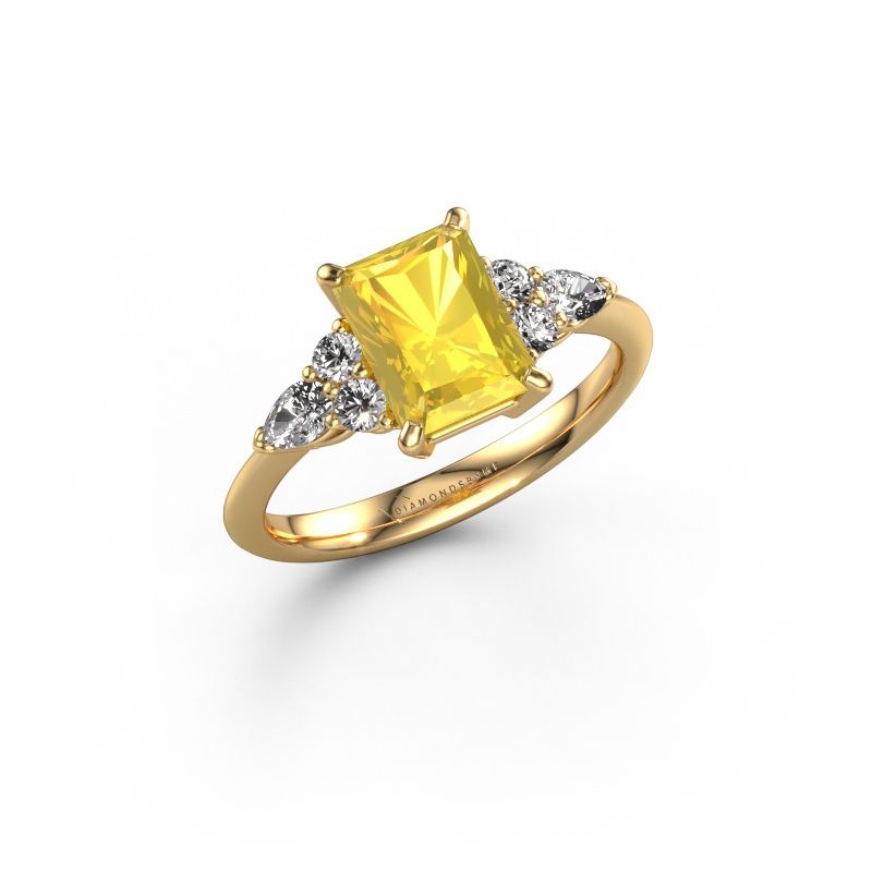 Engagement ring Melani RAD 585 gold yellow sapphire 8x6 mm