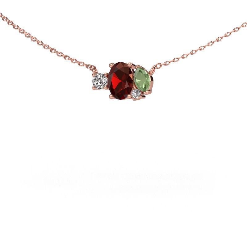 Pendentif Frauke OVL 585 or rose grenat 7x5 mm