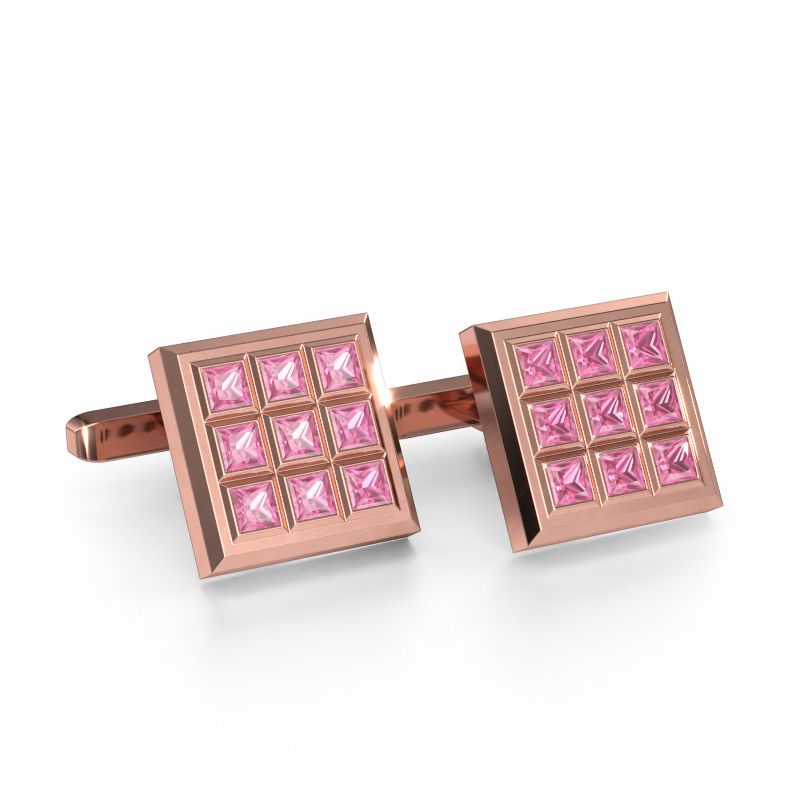 Manchetknopen Clen 585 rosé goud roze saffier 3 mm