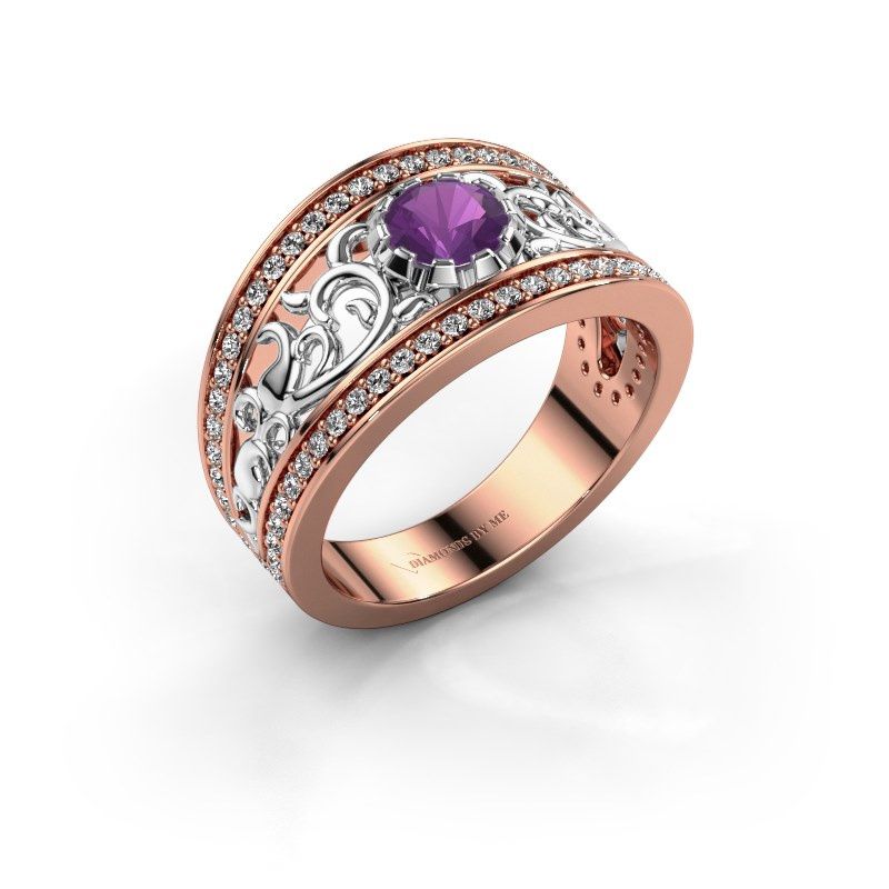 Image de Bague Marilee<br/>585 or rose<br/>Améthyste 5 mm