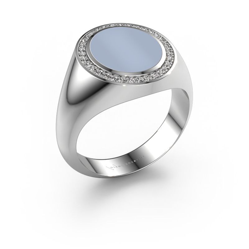 Siegelring Hilda 2 950 Platin Hellblau Lagenstein 12x10 mm
