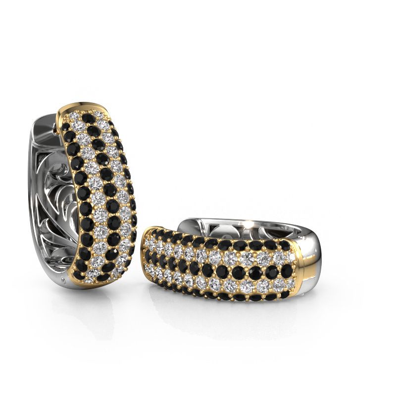 Hoop earrings Danika 12.5 B 585 gold black diamond 2.499 crt