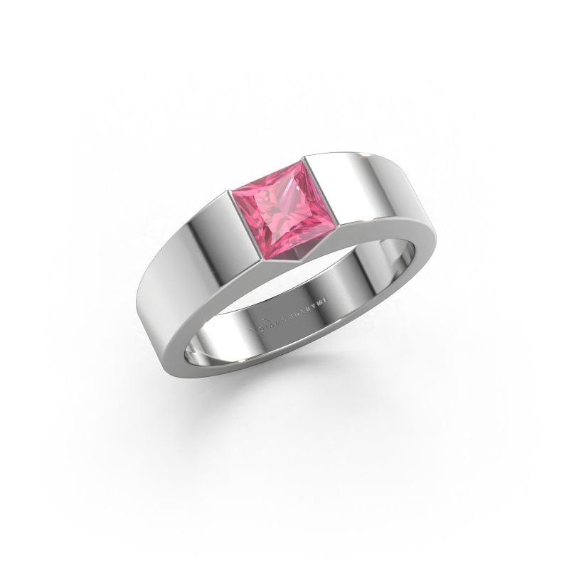 Verlovingsring Arlena 1 585 witgoud roze saffier 4 mm
