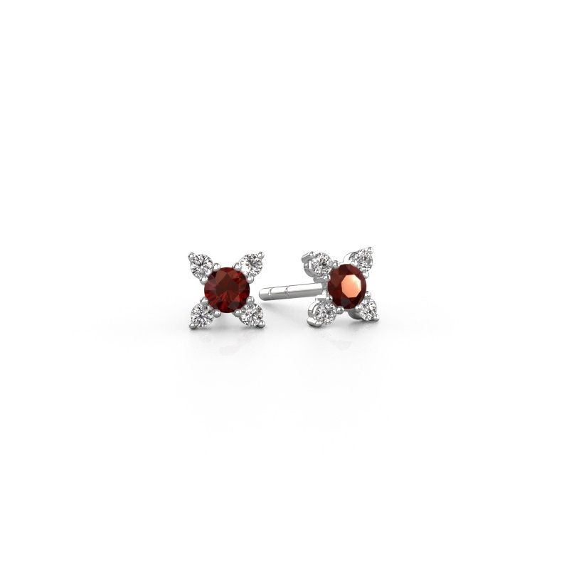 Boucles d'oreilles Nina 585 or blanc grenat 3 mm
