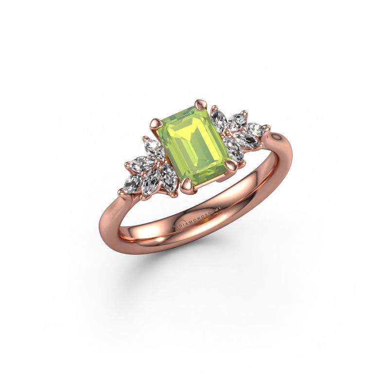 Engagement ring Fiona EME 585 rose gold peridot 7x5 mm