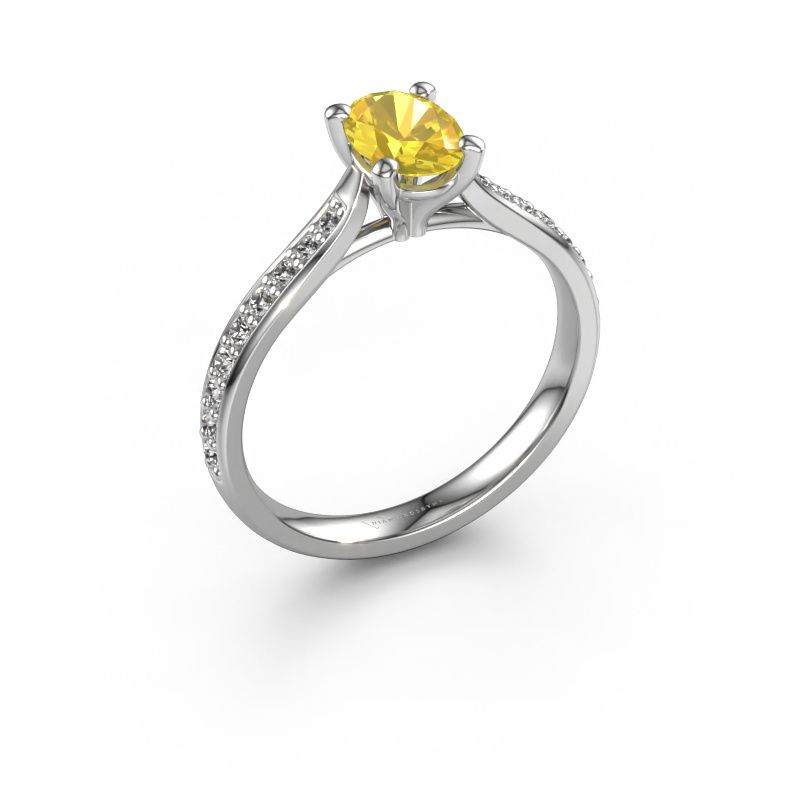 Engagement ring Mignon OVL 2 950 platinum yellow sapphire 7x5 mm