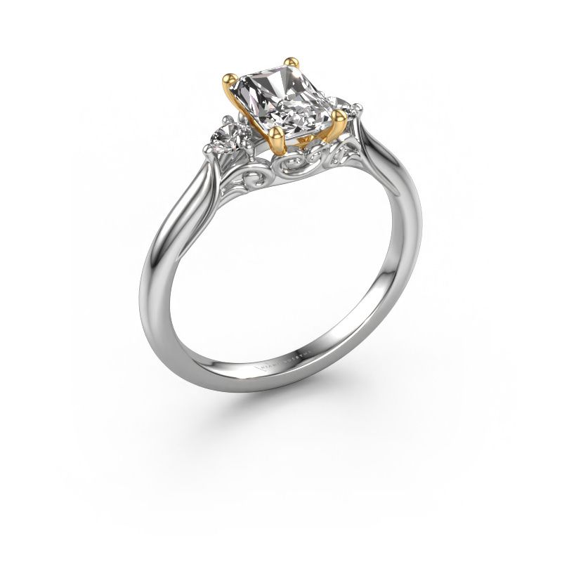 Engagement ring Laurian RAD 585 white gold custom diamond 7x5 mm